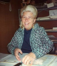 Chloe Trautman at her desk in the 1970s